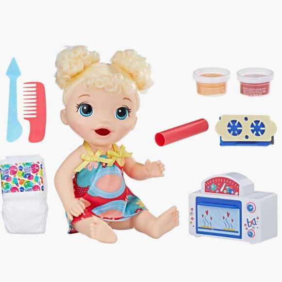 New in Box Baby Alive Snackin Treats Baby Doll With Curly Blonde Hair For Age 3+ - Picture 3 of 16